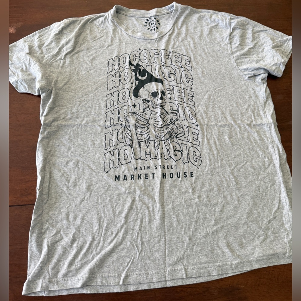 No Coffee No Magic Gray Graphic Tee